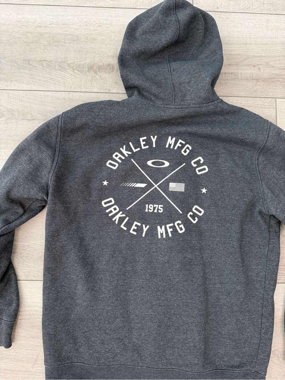 Oakley Charcoal Gray Hoodie with White Back Graphic